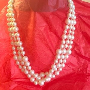 Tri-strand pearl necklace